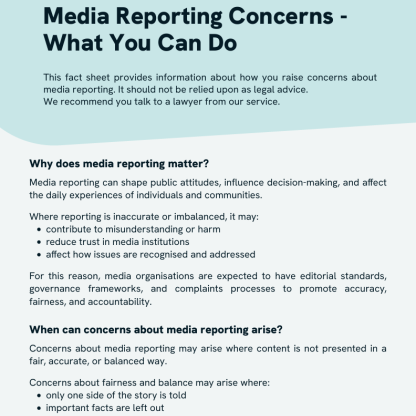 Thumbnail of RCLAS Fact Sheet: Media Reporting Concerns (English Version)