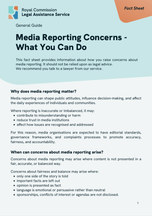 Thumbnail of RCLAS Fact Sheet: Media Reporting Concerns (English Version)