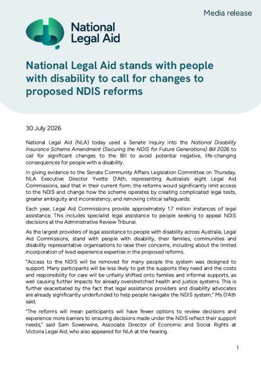 Thumbnail of Media Release: NDIS Amendment Bill 2026 public hearing