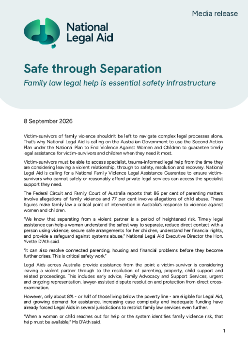 Thumbnail of Media Release: Safe through Separation | Second Action Plan 2026