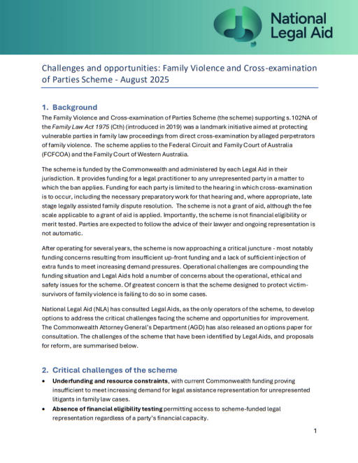 Thumbnail of Challenges and opportunities: Family Violence and Cross-examination of Parties Scheme
