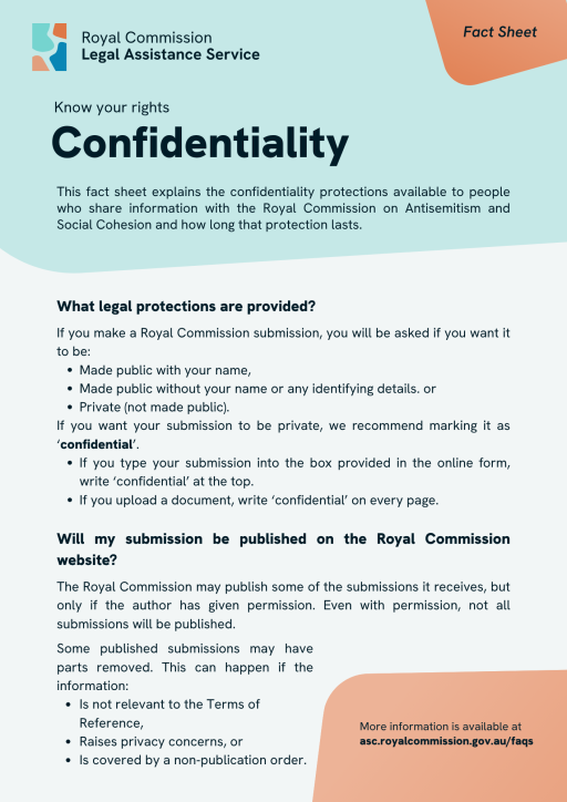 Thumbnail of Fact Sheet: Confidentiality