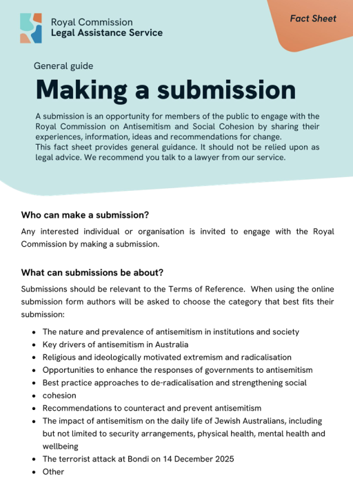 Thumbnail of RCLAS Fact Sheet Making a Submission (English version)