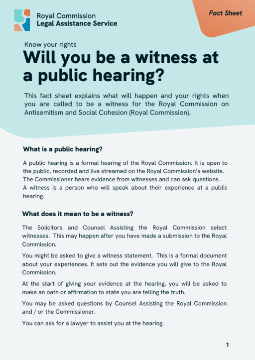 Thumbnail of RCLAS Fact Sheet Will you be a witness at a public hearing?