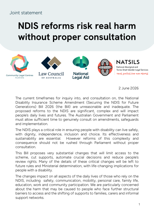Thumbnail of Joint statement NDIS reforms risk real harm without proper consultation